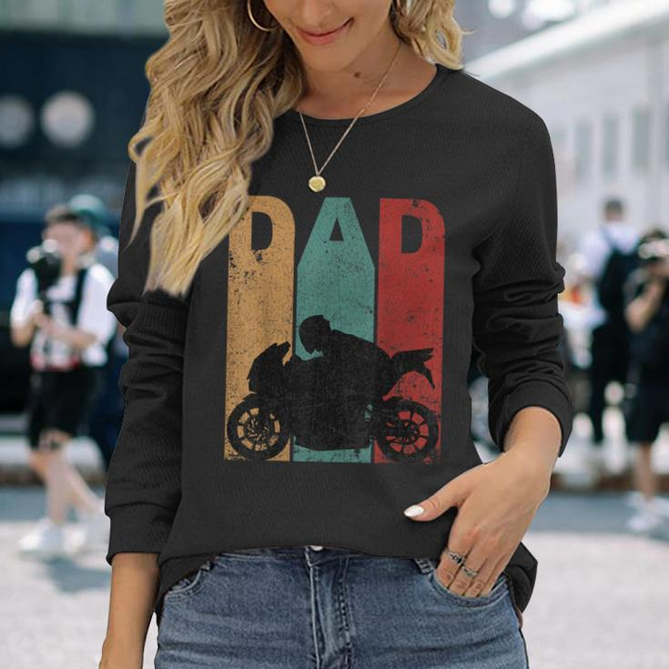 Vintage Sport Bike Dad Fathers Day Biker Motorcycle Long Sleeve T-Shirt Gifts for Her