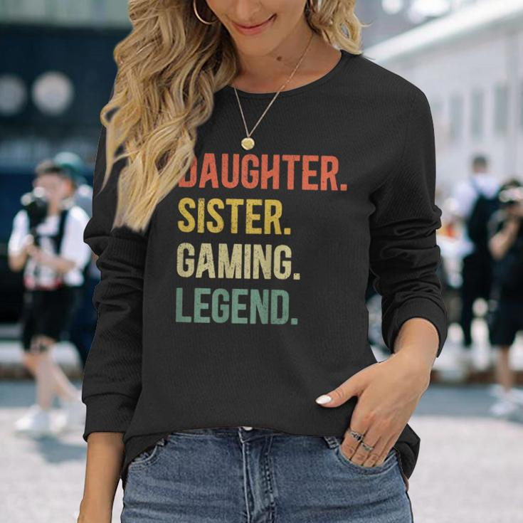 Vintage Tochter Schwester Gaming Legend Langarmshirts, Retro Gamer Girl Design Geschenke für Sie
