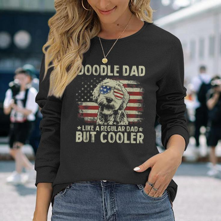 Vintage Usa Flag Goldendoodle Doodle Dad Fathers Day Men Long Sleeve T-Shirt Gifts for Her