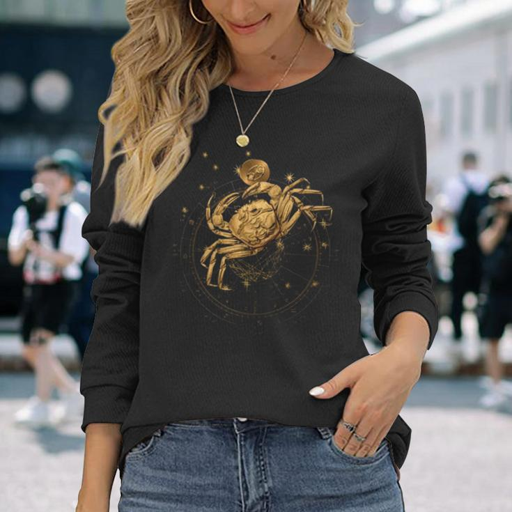 Western Zodiac Golden Cancer The Crab Long Sleeve T-Shirt T-Shirt Gifts for Her