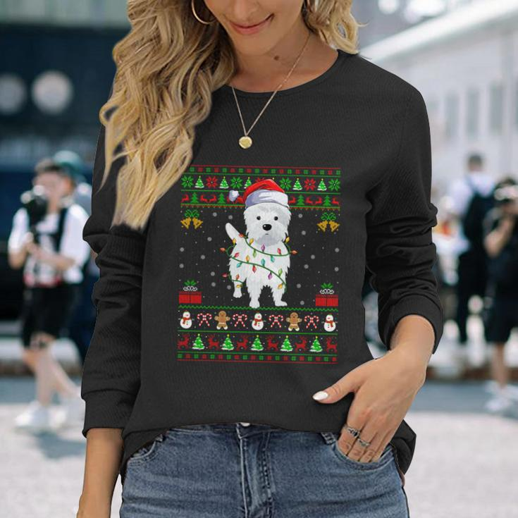 Westie Dog Lover Xmas Santa Ugly Westie Christmas Long Sleeve T-Shirt Gifts for Her