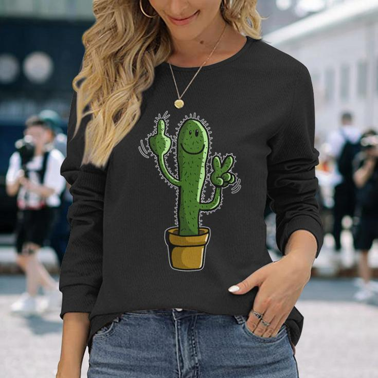 Witziges Stinkefinger Kaktus I Humor Langarmshirts Geschenke für Sie