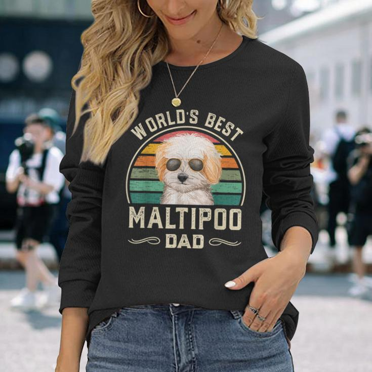 Worlds Best Maltipoo Dad Vintage Dog Dad Long Sleeve T-Shirt Gifts for Her