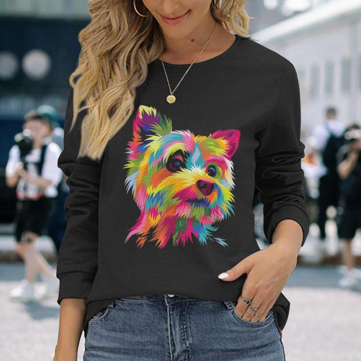 Yorkshire Terrier Yorkie Pop Art Popart Dog Long Sleeve T-Shirt Gifts for Her