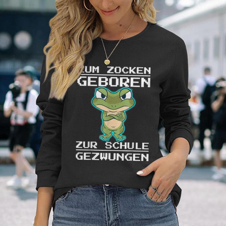 Zum Zocken Geboren Zur Schule Gezwungen Konsole Ps5 Gaming Langarmshirts Geschenke für Sie