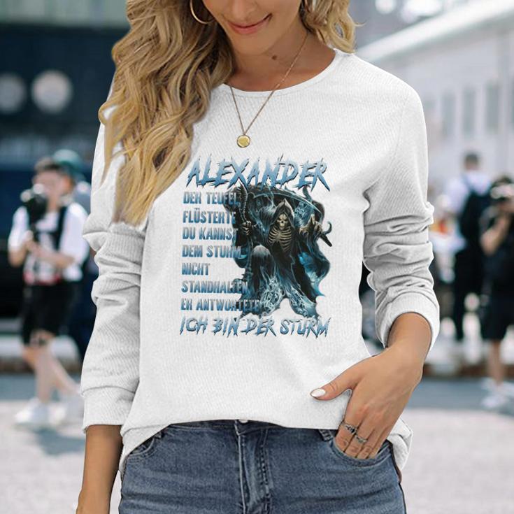 Alexander - Der Sturm Herren Langarmshirts, Mystisches Wolfsmotiv Geschenke für Sie