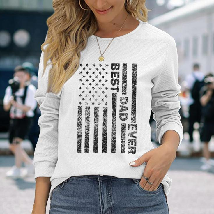 Best Dad Ever American Flag Husband Vintage Fathers Day Men Long Sleeve T-Shirt Gifts for Her