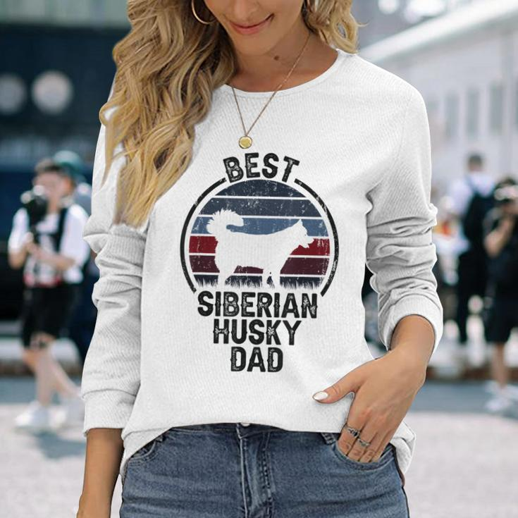 Best Dog Father Dad Vintage Siberian Husky Long Sleeve T-Shirt Gifts for Her