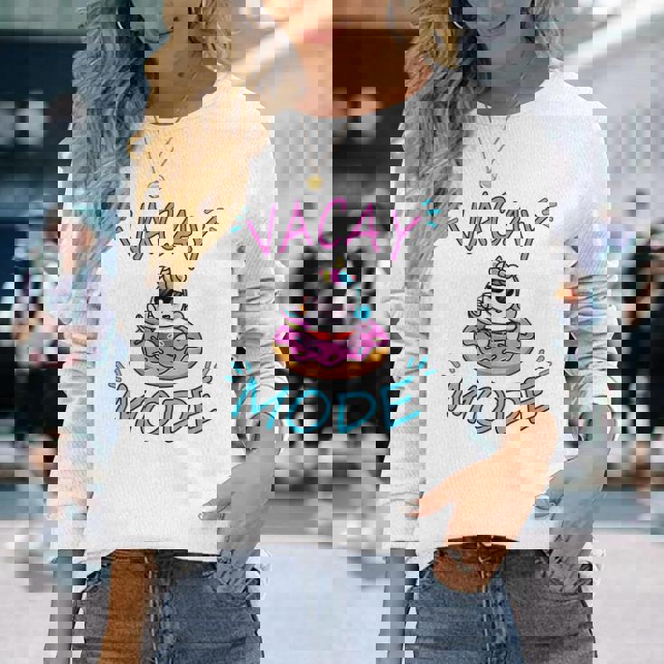 Cute Summer Vacay Mode Beach Mode Unicorn Cruise Long Sleeve T-Shirt Gifts for Her