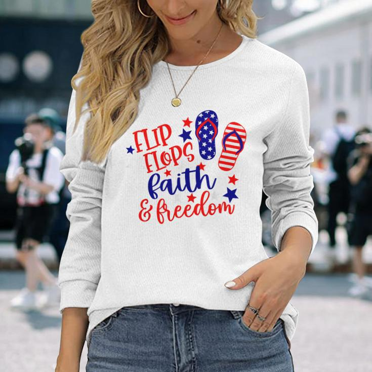 Flip Flops Faith And Freedom Long Sleeve T-Shirt Gifts for Her