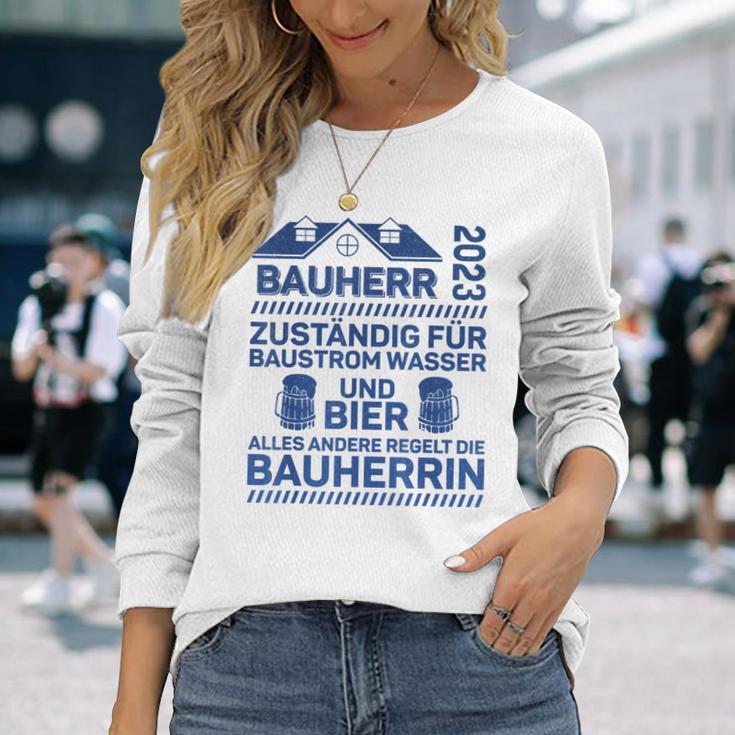 Herren Bauherr 2023 Zuständig Für Baustrom Lustiger Spruch Langarmshirts Geschenke für Sie