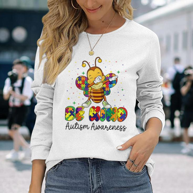 Be Kind Autism Awareness Puzzle Bee Dabbing Support Long Sleeve T-Shirt T-Shirt Gifts for Her