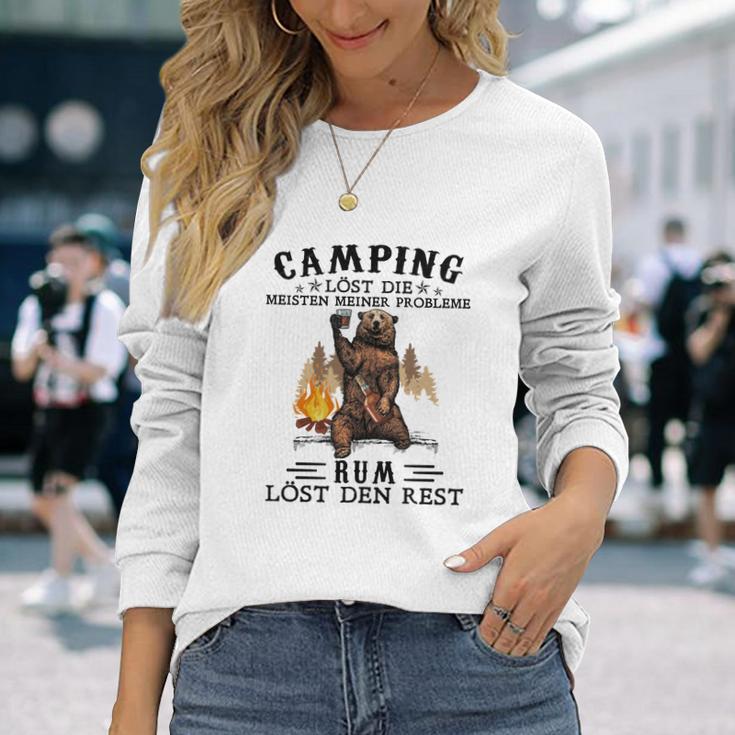 Lustiges Herren Camping Langarmshirts Camping & Rum lösen Probleme, Outdoor Tee Geschenke für Sie