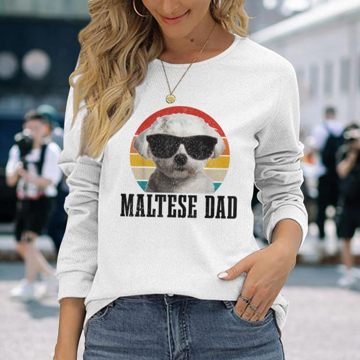Maltese Dad Retro Vintage Dog Maltese Dad Long Sleeve T-Shirt Gifts for Her