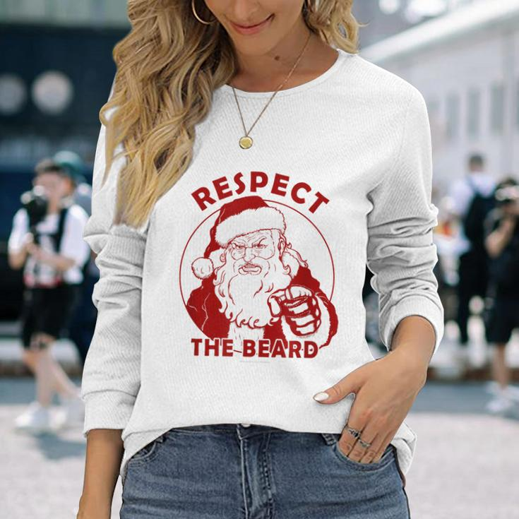 Respect The Beard Santa Claus Christmas Long Sleeve T-Shirt Gifts for Her