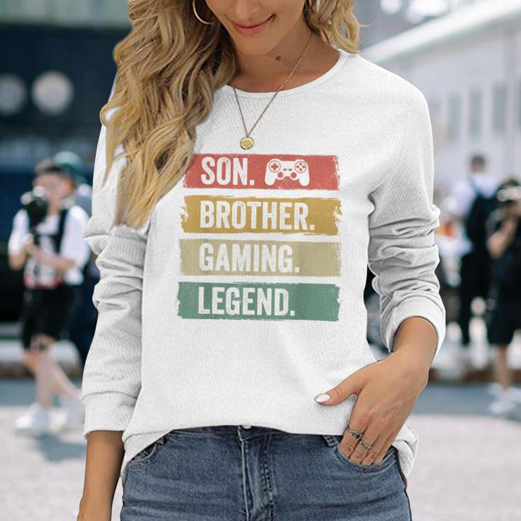 Vintage Sohn Bruder Gaming Legende Retro Video Gamer Boy Langarmshirts Geschenke für Sie