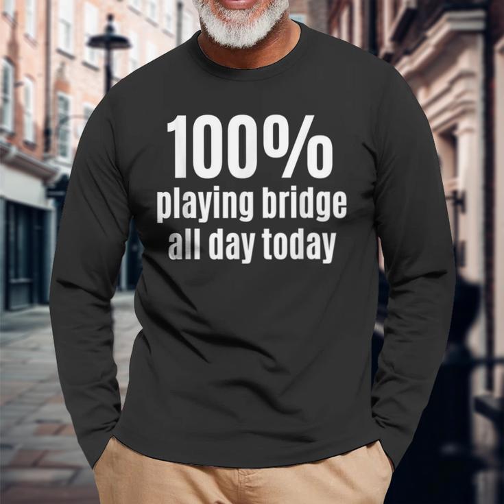 100 Spielbrücke Lustiges Gambling Langarmshirts für Ganztagszocker Geschenke für alte Männer