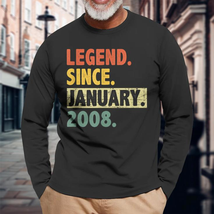 15 Geburtstag Legende Seit Januar 2008 15 Jahre Alt Langarmshirts Geschenke für alte Männer