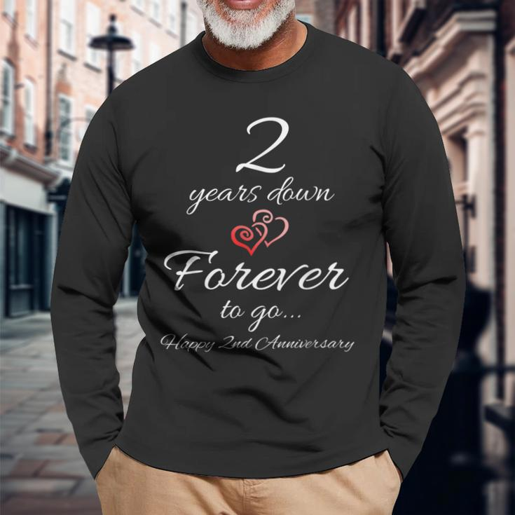 2 Years Down Forever To Go Happy 2Nd Anniversary Long Sleeve T-Shirt T-Shirt Gifts for Old Men