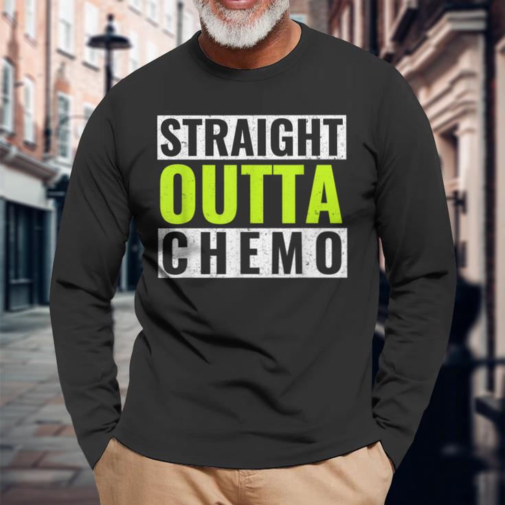 Straight Outta Chemo  Lime Green Lymphoma Cancer Men Women Long Sleeve T-shirt Graphic Print Unisex