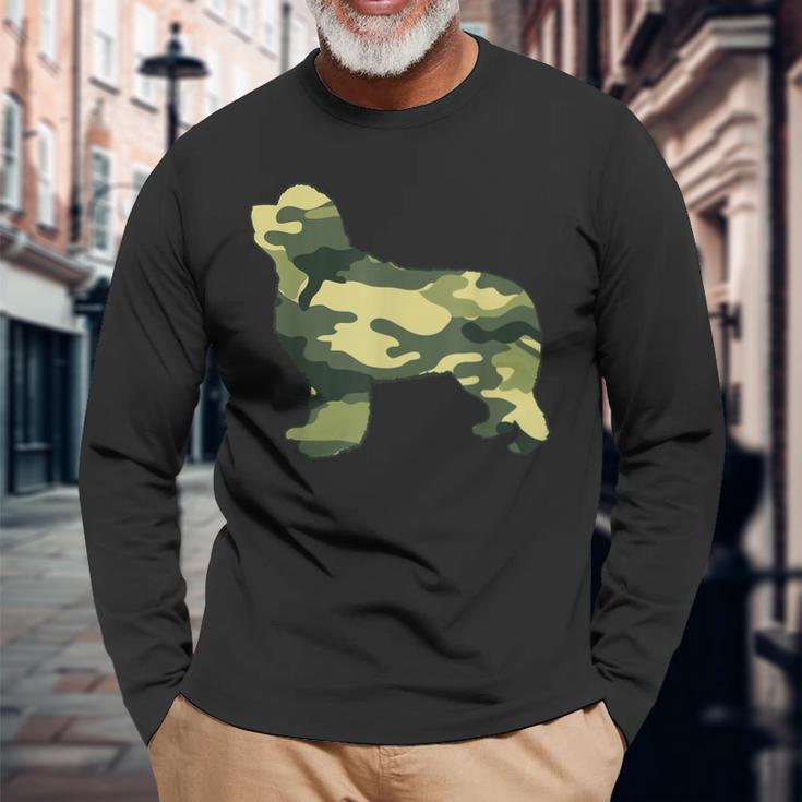 Military Newfoundland Camo Men Print Us Dog Pup Veteran Gift  Men Women Long Sleeve T-shirt Graphic Print Unisex