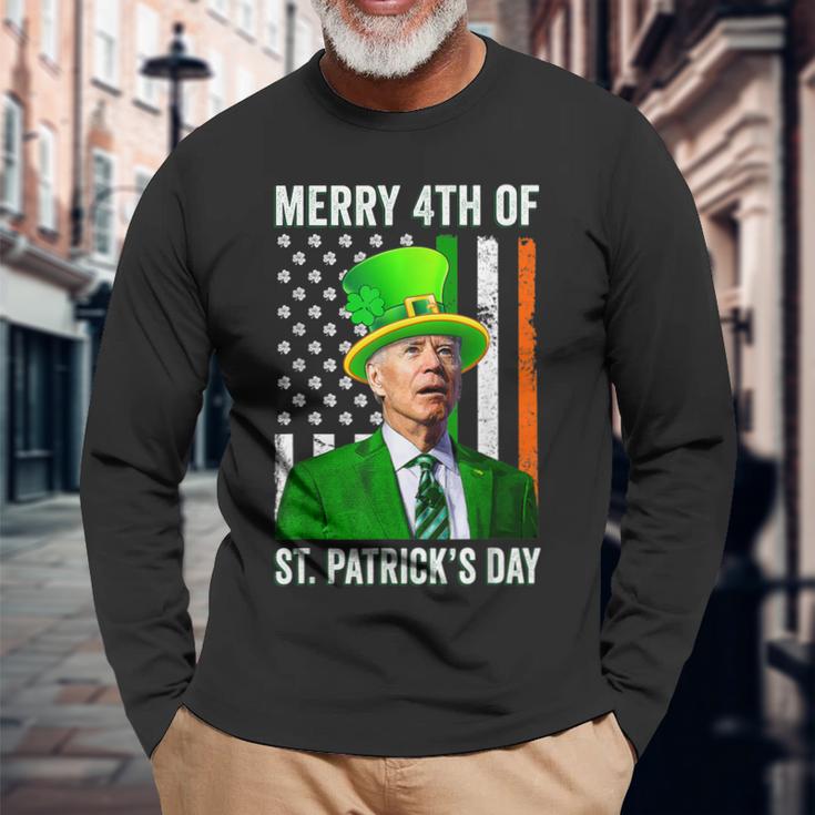 Merry 4Th Of St Patricks Day Joe Biden Leprechaun Hat  V2 Unisex Long Sleeve