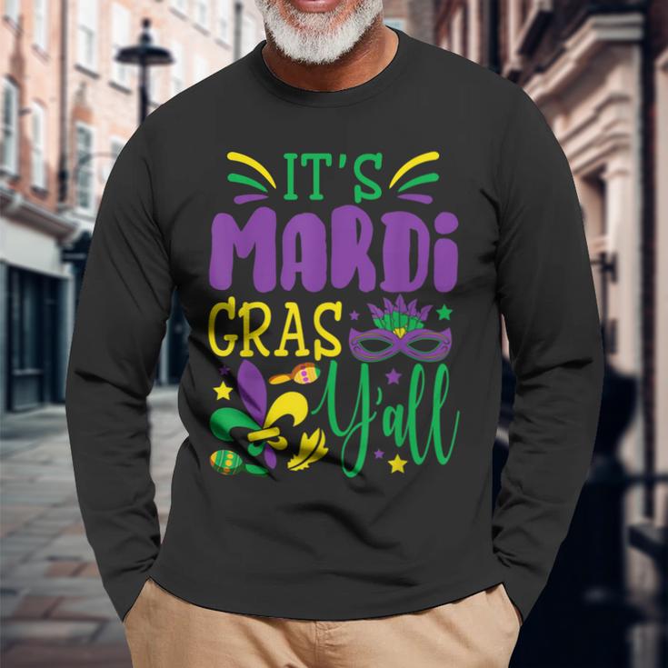 Its Mardi Gras Yall  Mardi Gras Party Mask Costume  V3 Unisex Long Sleeve