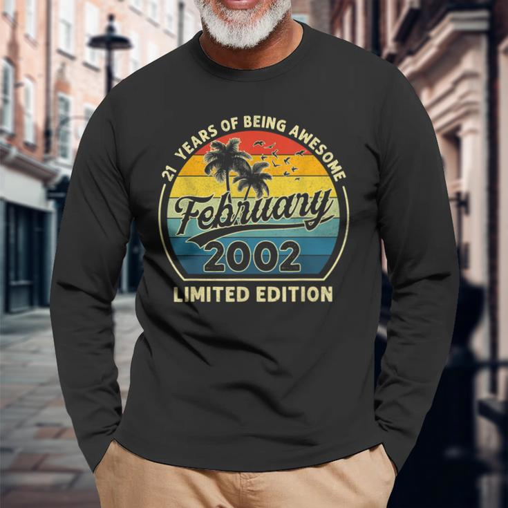 21St Birthday Made In February 2002 Limited Edition Long Sleeve T-Shirt Gifts for Old Men