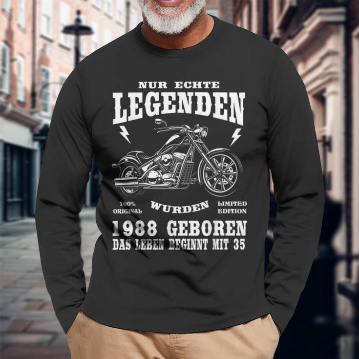 35. Geburtstag 1988 Biker Langarmshirts, Chopper Motorrad Design Geschenke für alte Männer