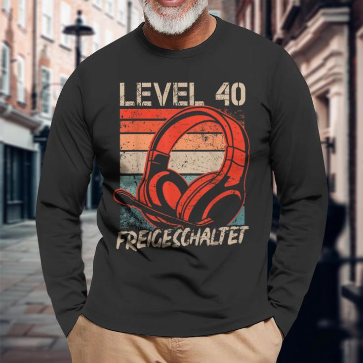 40 Geburtstag Jungen Video Gamer Level 40 Unlocked Männer Langarmshirts Geschenke für alte Männer