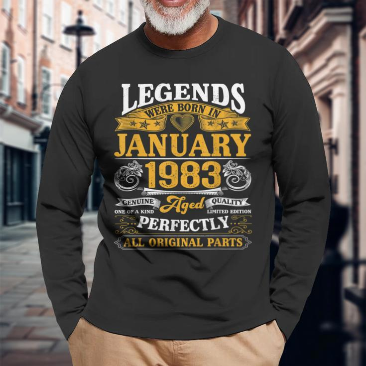 40 Years Old Gift Legends Born In January 1983 40Th Birthday Men Women Long Sleeve T-shirt Graphic Print Unisex Gifts for Old Men