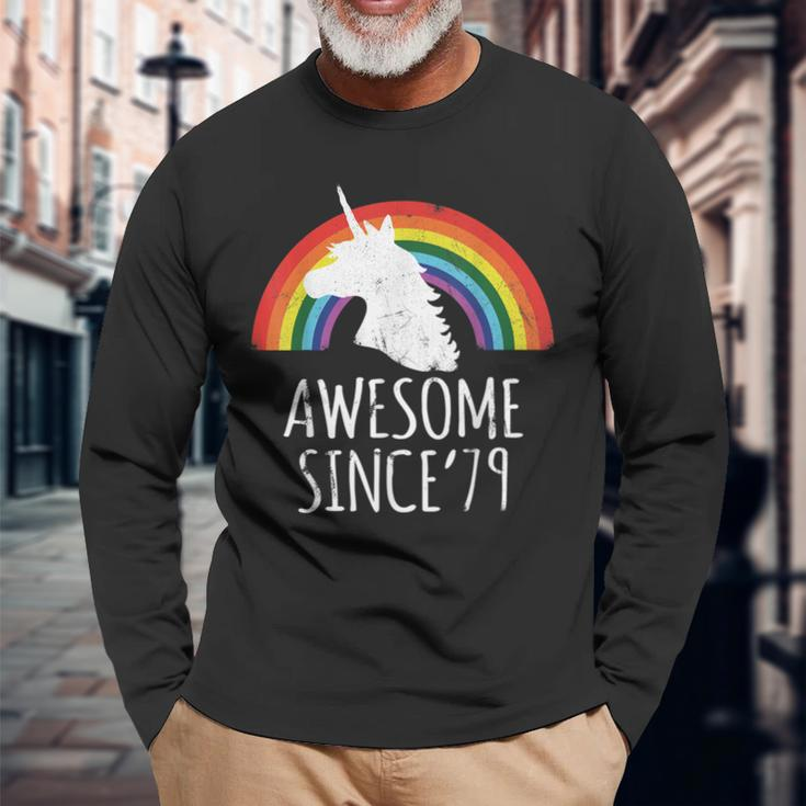 40Th Birthday 40 Years Old Unicorn Awesome Since 1979 Shirt Long Sleeve T-Shirt T-Shirt Gifts for Old Men
