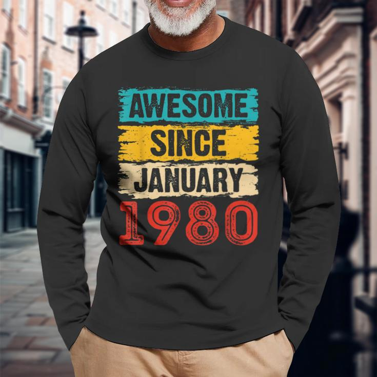 43 Year Old Awesome Since Januar 1980 43 Geburtstag Geschenke Langarmshirts Geschenke für alte Männer