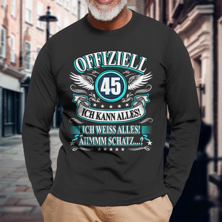 45 Geburtstag Lustig Offiziell 45 Ich Kann AllesSchatz Langarmshirts Geschenke für alte Männer