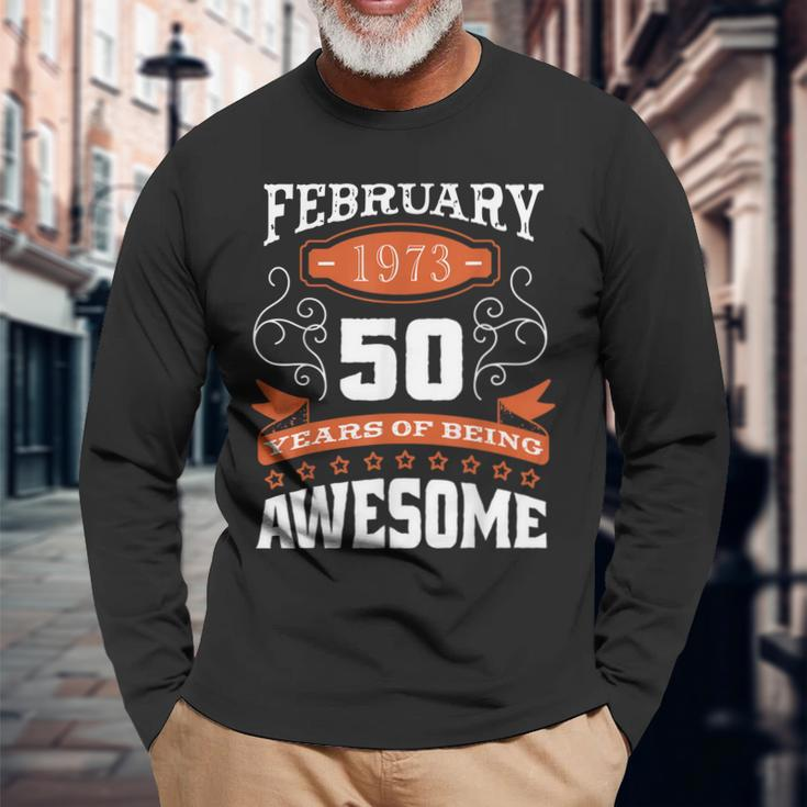 50 Geburtstag Im Februar 2023 Geboren Im Februar 1973 Langarmshirts Geschenke für alte Männer