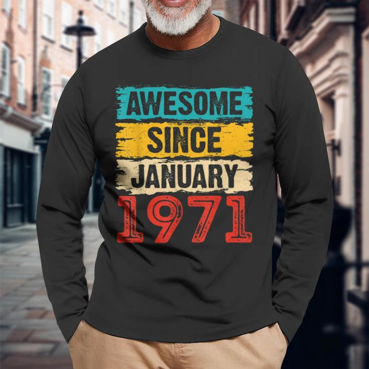 52 Year Old Awesome Since Januar 1971 52 Geburtstag Geschenke Langarmshirts Geschenke für alte Männer