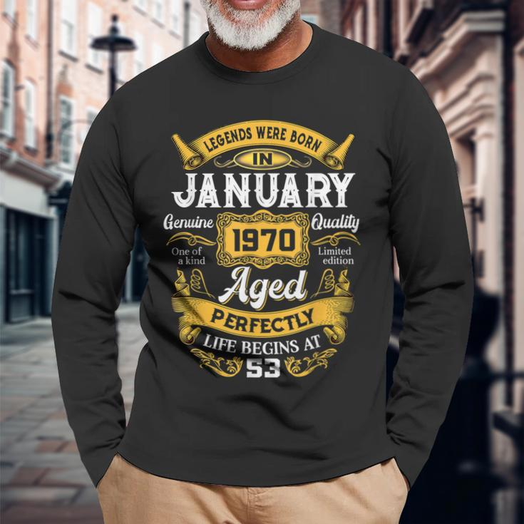 53 Years Old Gifts Legends Born In January 1970 53Rd Bday Men Women Long Sleeve T-shirt Graphic Print Unisex Gifts for Old Men
