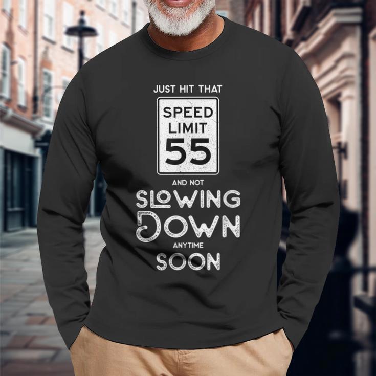 55th Birthday Idea Speed Limit Sign 55 Mph Driving Long Sleeve T Shirt T Shirt Mazezy