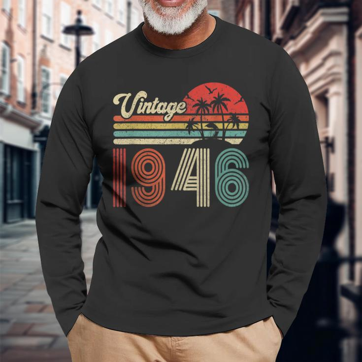 77 Jahre Vintage 1946 Langarmshirts, 77. Geburtstagsgeschenk für Damen und Herren Geschenke für alte Männer