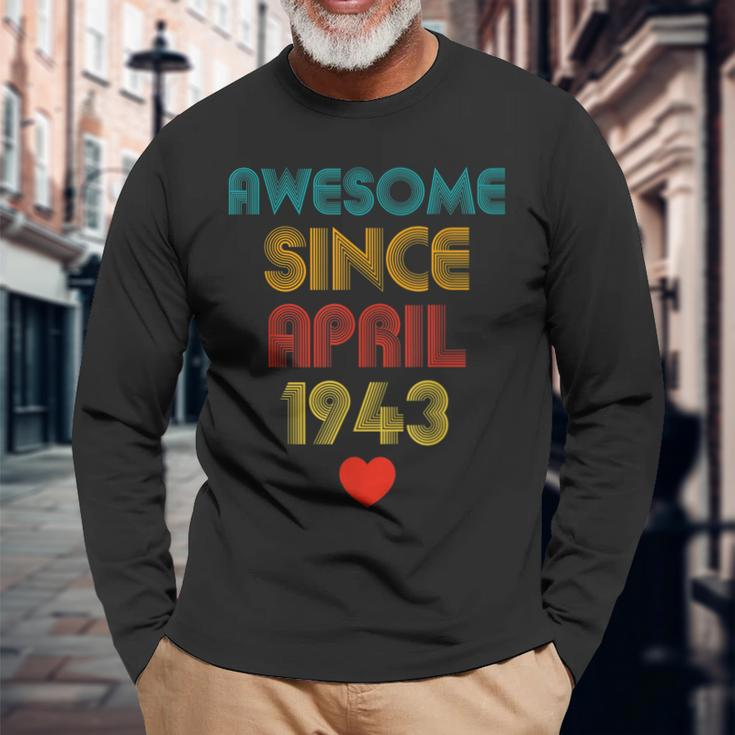 80Years Old Awesome Since April 1943 80Th Birthday Long Sleeve T-Shirt T-Shirt Gifts for Old Men