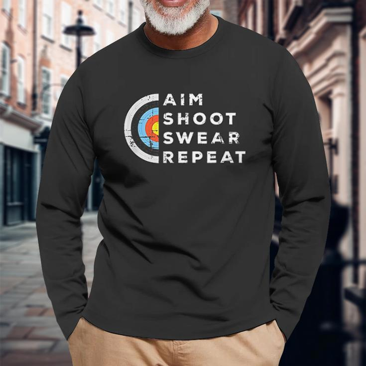 Aim Shoot Swear Repeat Archery Costume Archer Archery Men Women Long Sleeve T-Shirt T-shirt Graphic Print Gifts for Old Men