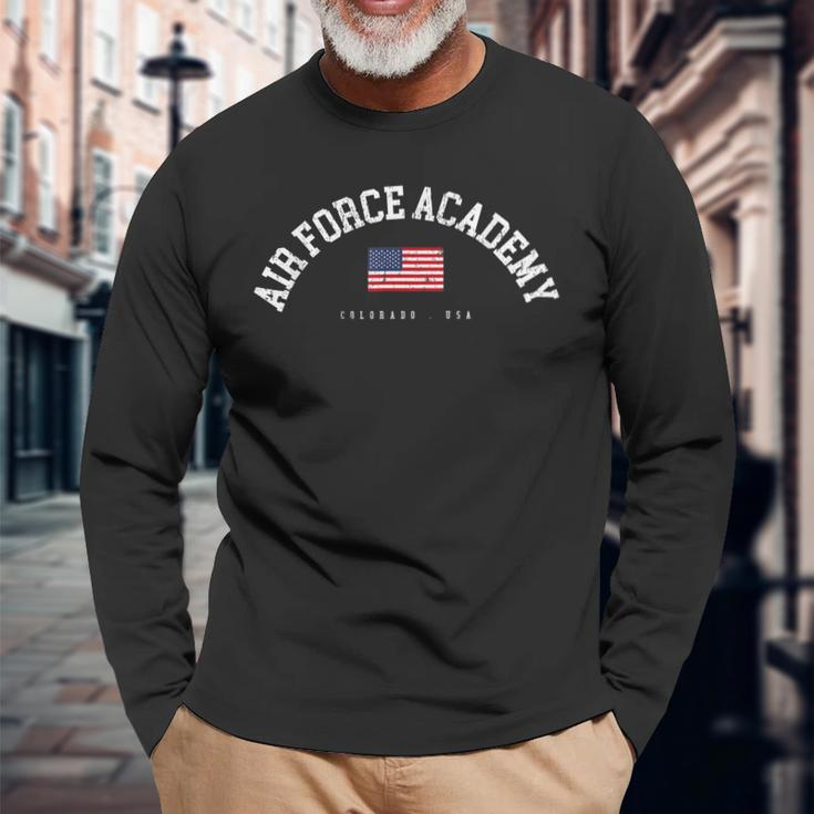 Air Force Academy Co American Flag Usa City Name Long Sleeve T-Shirt Gifts for Old Men