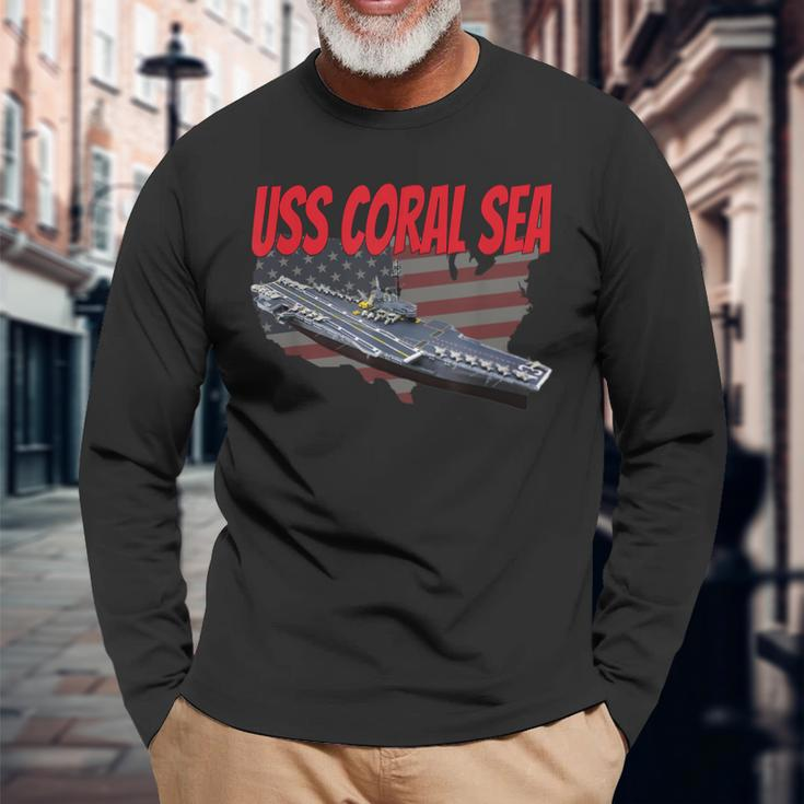 Aircraft Carrier Uss Coral Sea Cva-43 For Grandpa Dad Son Long Sleeve T-Shirt Gifts for Old Men