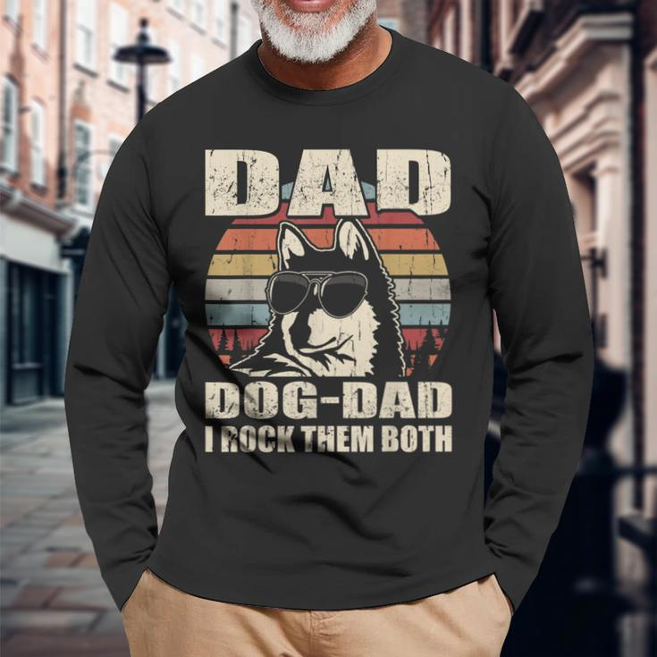 Alaskan Klee Kai Dad And Dog Dad I Rock Them Both Vintage Long Sleeve T-Shirt Gifts for Old Men