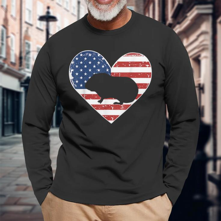 American Flag 4Th Of July Guiena Pig Dad Guiena Pig Lover Men Women Long Sleeve T-shirt Graphic Print Unisex Gifts for Old Men
