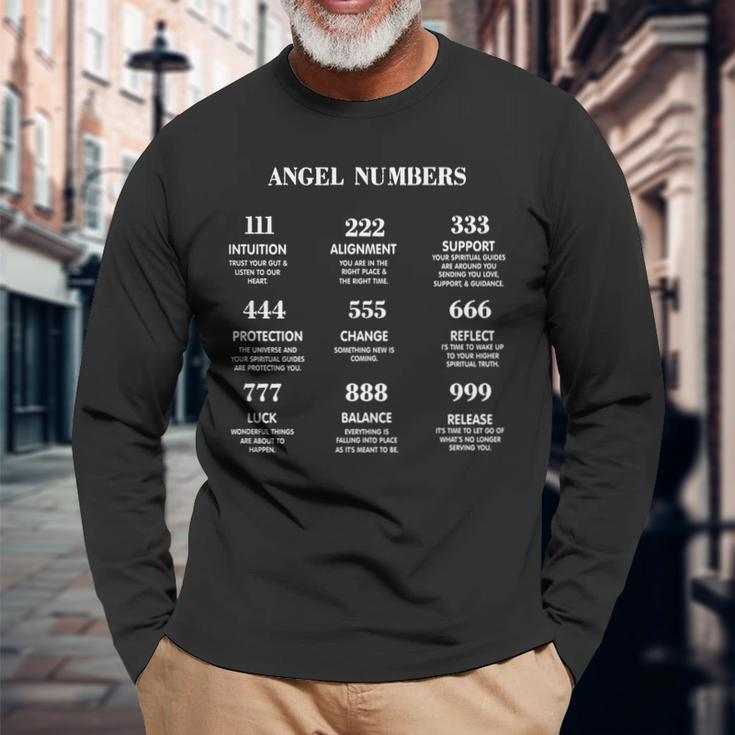 Angel Numbers Trendy With Sayings On Back Side Long Sleeve T-Shirt T-Shirt Gifts for Old Men