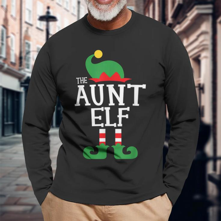 Aunt Elf Family Christmas Matching Top Men Women Long Sleeve T-shirt Graphic Print Unisex Gifts for Old Men