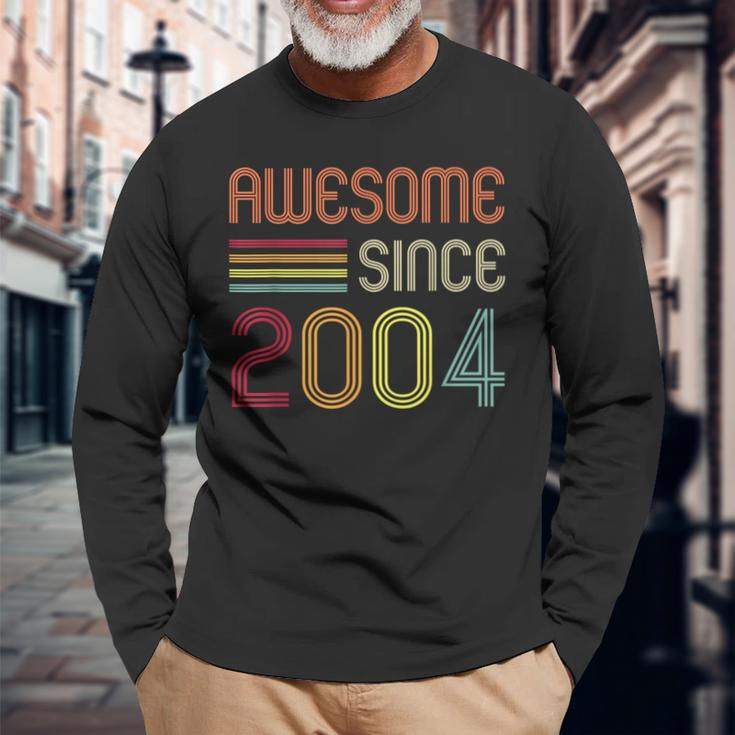 Awesome Since 2004 19Th Birthday Retro Long Sleeve T-Shirt Gifts for Old Men