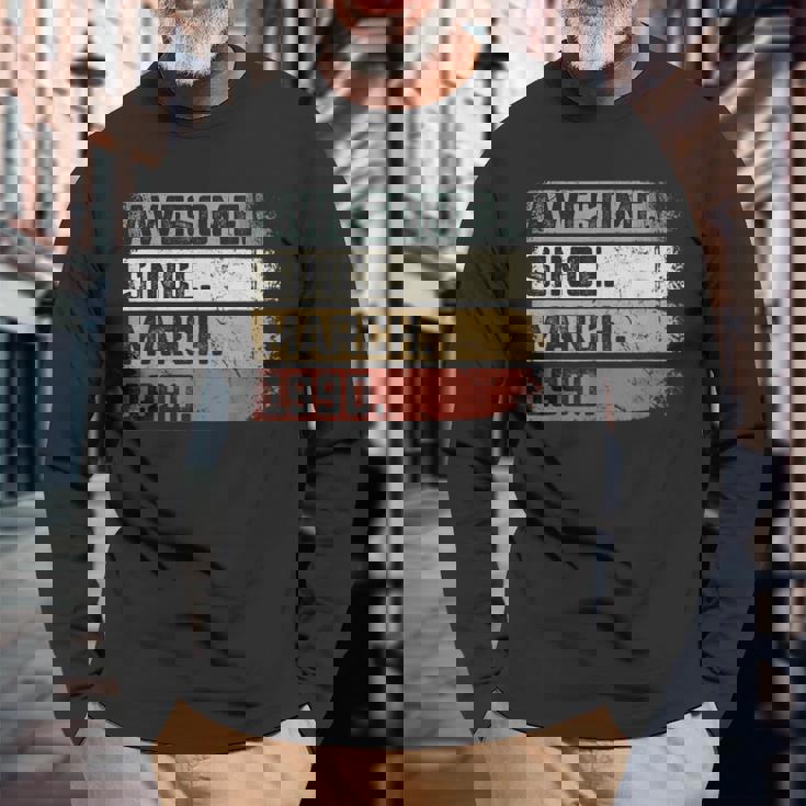 Awesome Since March 1990 33 Years Old 33Rd Birthday Long Sleeve T-Shirt Gifts for Old Men