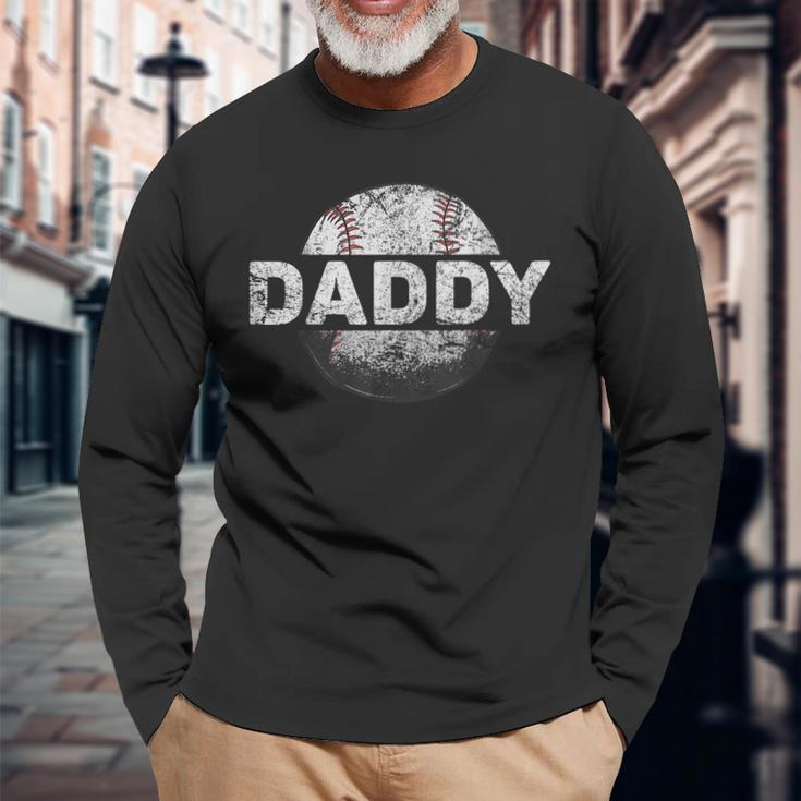 Baseball Daddy Dad Baseball Ball Vintage Long Sleeve T-Shirt Gifts for Old Men